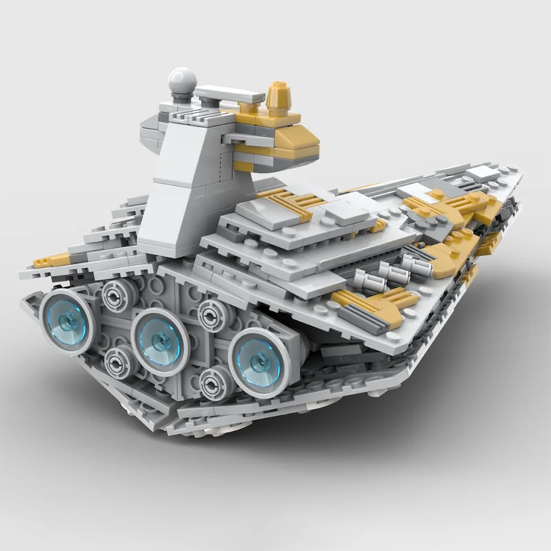 536PCS Hot Selling MOC Grijs-geel Ruimteschip Model Modulaire Bouwstenen Kinderen Montage Display Speelgoed Festival Verrassingscadeau