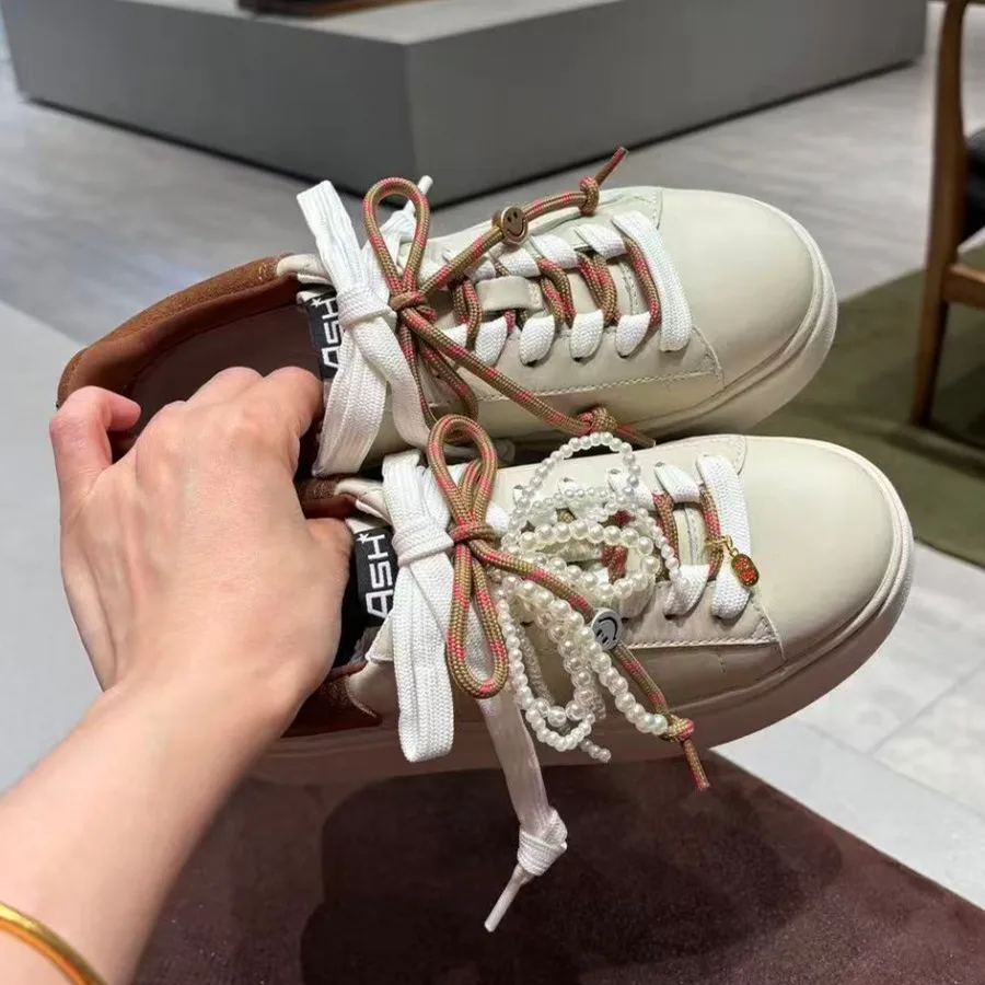 Pearl Shoe Flower Decor DIY Oblique Round Shoelaces Set Shoe Accessories for Sneakers White Shoes Casual Shoes German Trainers