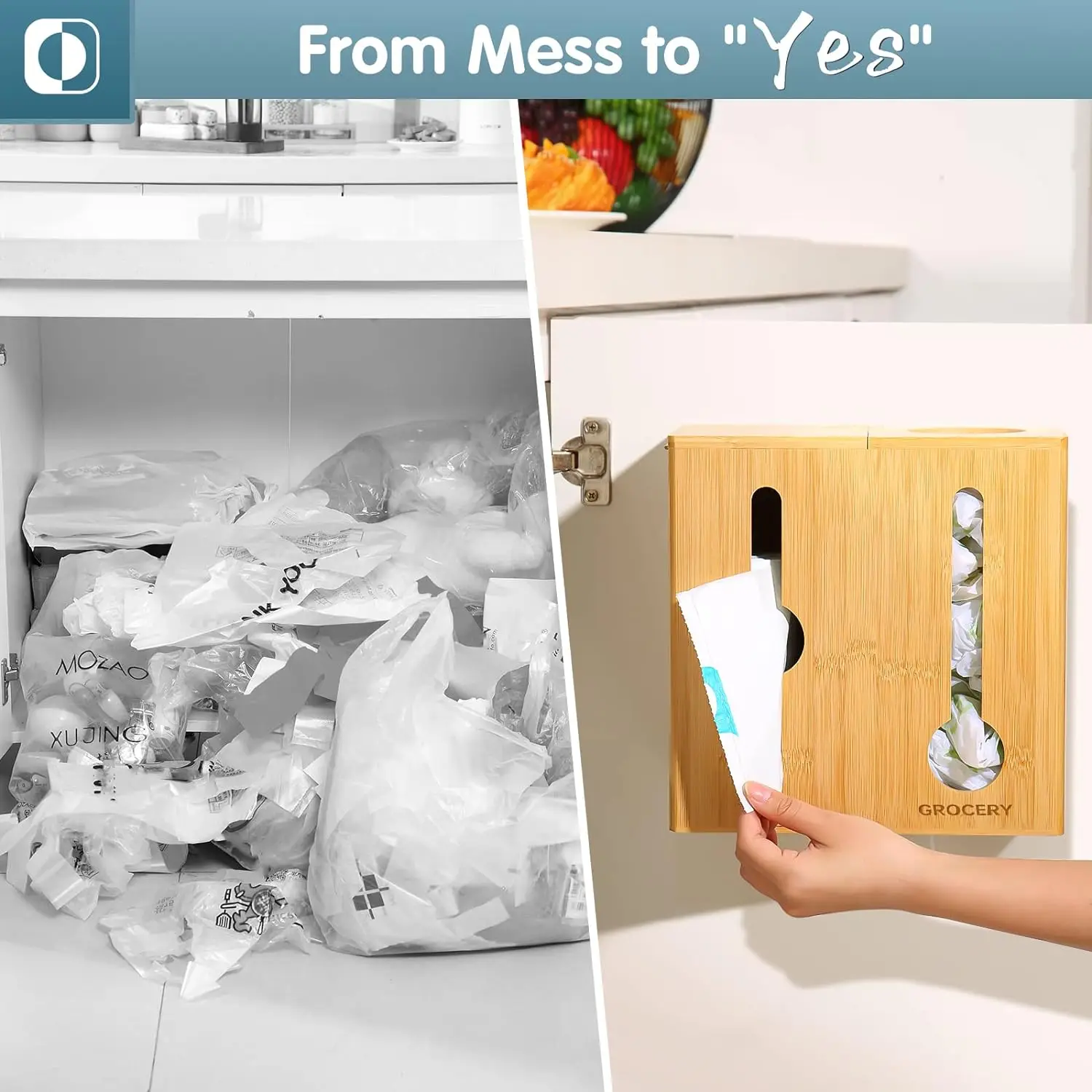 hot saltKitchen Home Trash Garbage Bag Dispenser Bamboo Wall Mount Storage Box Plastic Grocery Bag Holder Hang Over Door Cabinet
