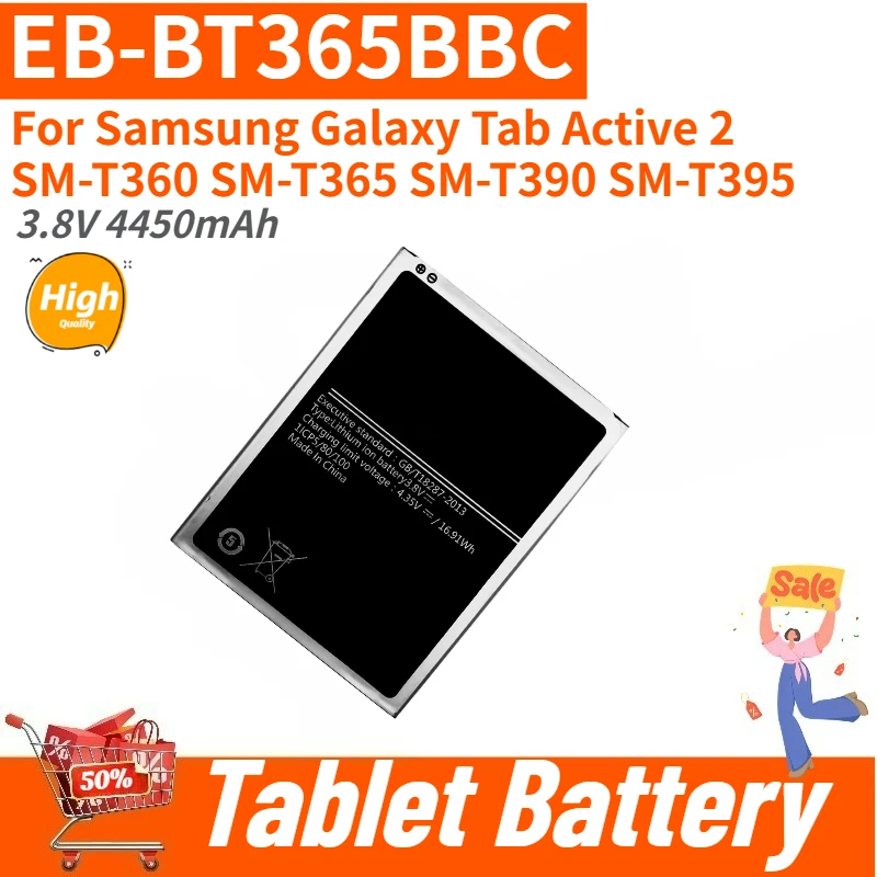 Tablet Battery EB-BT365BBC 3.8V 4450mAh For Samsung Galaxy Tab Active 2 SM-T360 SM-T365 SM-T390 SM-T395 Brand New High Quality