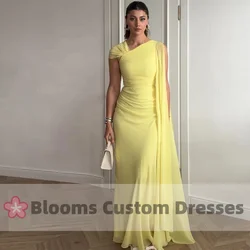 Blooms Elegant Women Customized Chiffon Prom Dresses For Special Occasion Pleated Party Gown Cape Sleeve Sweet Evening Dress