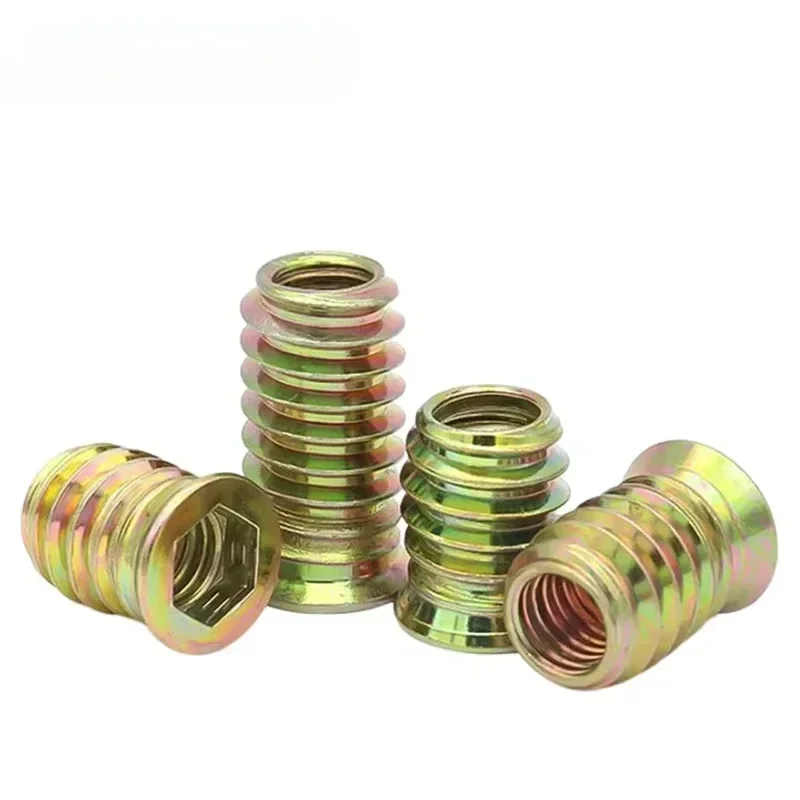 10/50pcs Zinc Alloy Iron Inside Carbon Steel Hexagon Hex Socket Drive Head Insert Nuts Threaded For DIY Wood Furniture M6 M8 M10