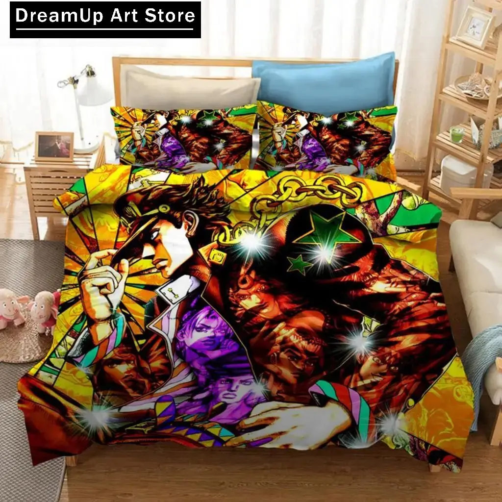 3D Print Anime JoJo Bizarre Adventure Jotaro Kujo Bedding Set Boys Girls Twin Queen Size Duvet Cover Pillowcase Bed Kids Adult