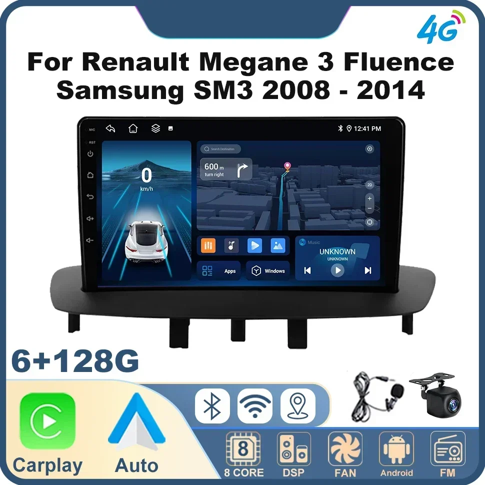 

Android Auto Car Radio Multimedia Player for Renault Megane 3 Fluence Samsung SM3 2008-2014 Carplay Autoradio Navigation GPS BT