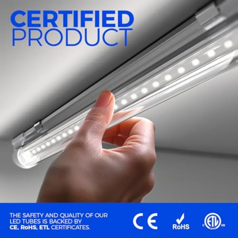 LED Shop Lights, 40W 5500LM, 4Feet Integrated Fixture, V Shape, T8 Light Tube, Daylight White, Clear Cover, High Output, LED Sh - view 4