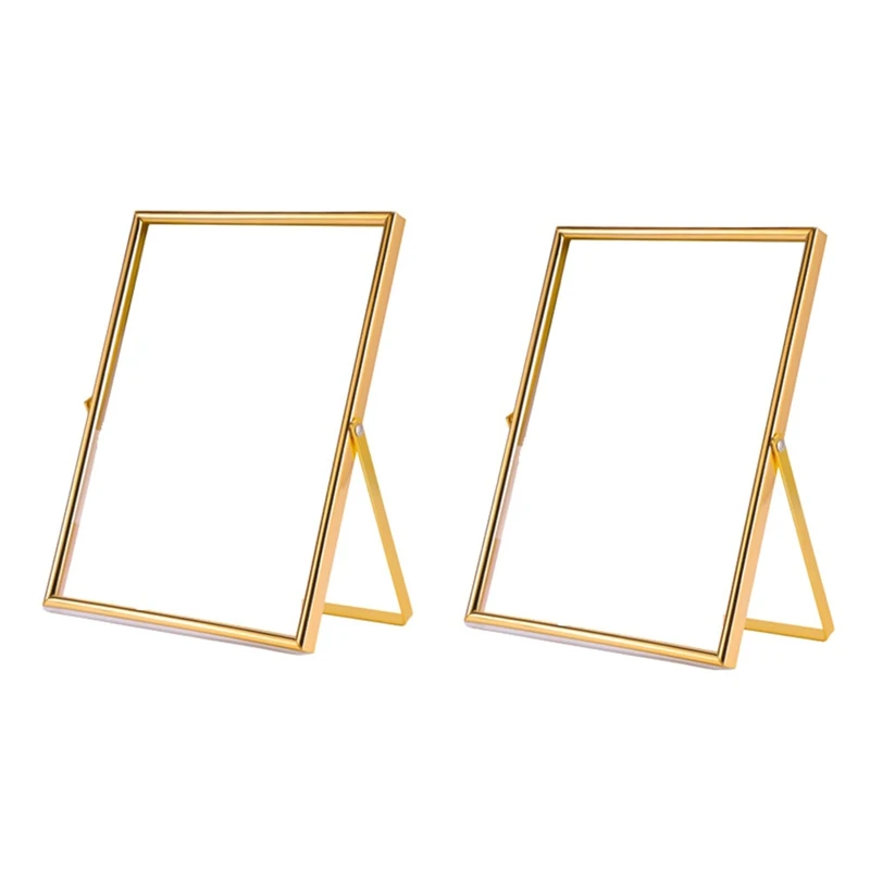 

Floating Picture Frame Set Of 2, Gift Metal Glass Photo Frames, For Tabletop Display Vertically