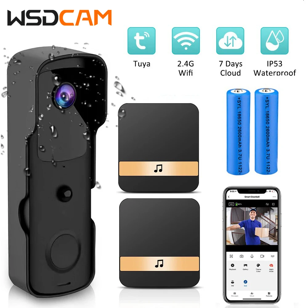 wsdcam campainha de video sem fio hd 1080p tuya wi fi impermeavel monitor ao ar livre interfone domestico inteligente campainha 01