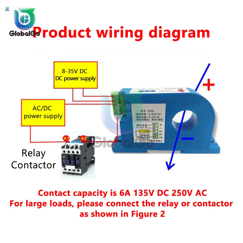 Embedded DC Current Switch Current Sensing Relay DC Current Sensing Switch Hall Sensor D360 0-50A/0-100A