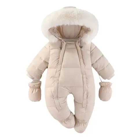 Winter Baby Jumpsuit Thick Warm Infant Hooded Inside Fleece Rompers Newborn Boy Girl Overalls Outerwear Kids Snowsuit