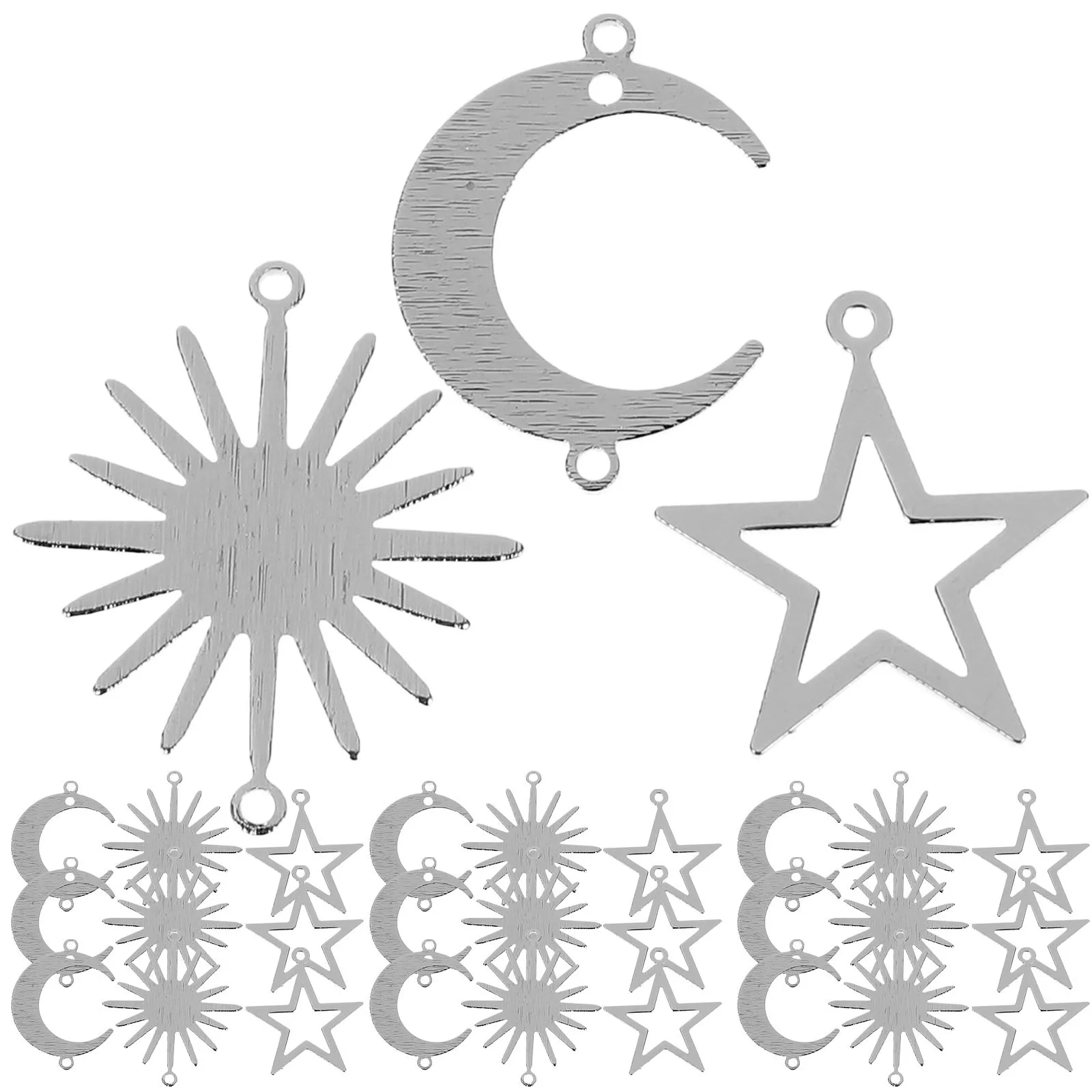 30Pcs Geometric Hollow Pendant Charm DIY Jewelry Making Supplies Moon Star Sun Charms Alloy for Necklace Bracelet