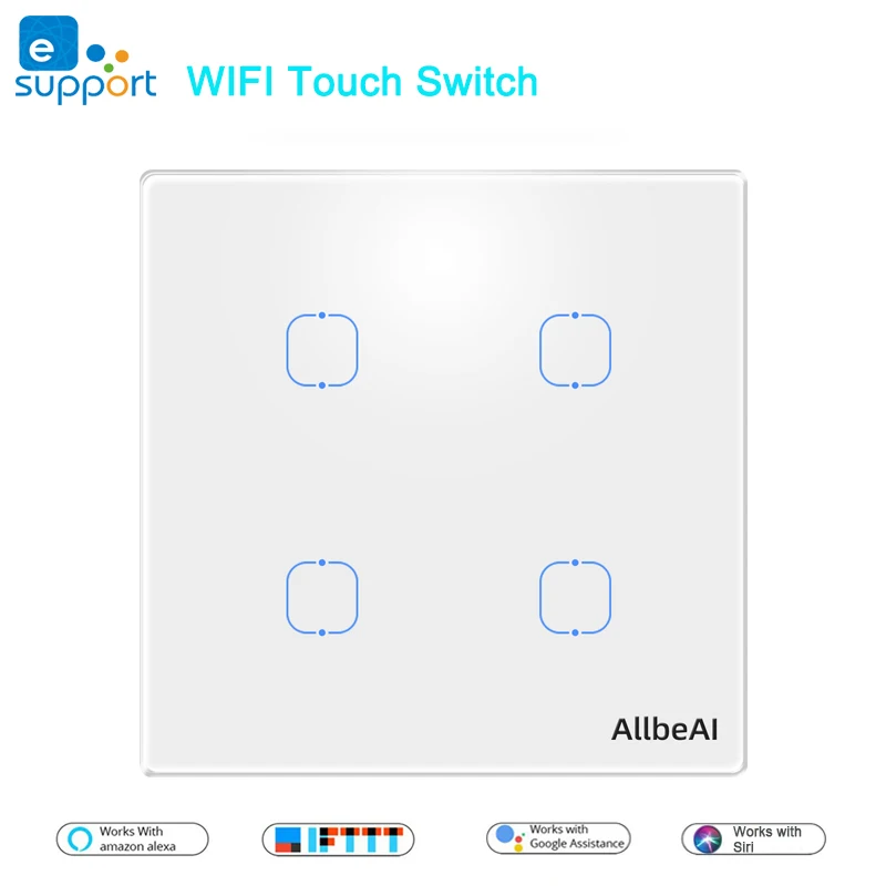 Умный сенсорный выключатель с поддержкой Wi-Fi, 1/2/3/4 клавиши Умный сенсорный выключатель с поддержкой Wi-Fi, 1/2/3/4 клавиши