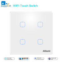 WIFI Smart 1/2/3/4gang EU Touch Switch,eWeLink APP,Wireless Wall Light Switch Compatible with Google Assistant Alexa,10A 2200W