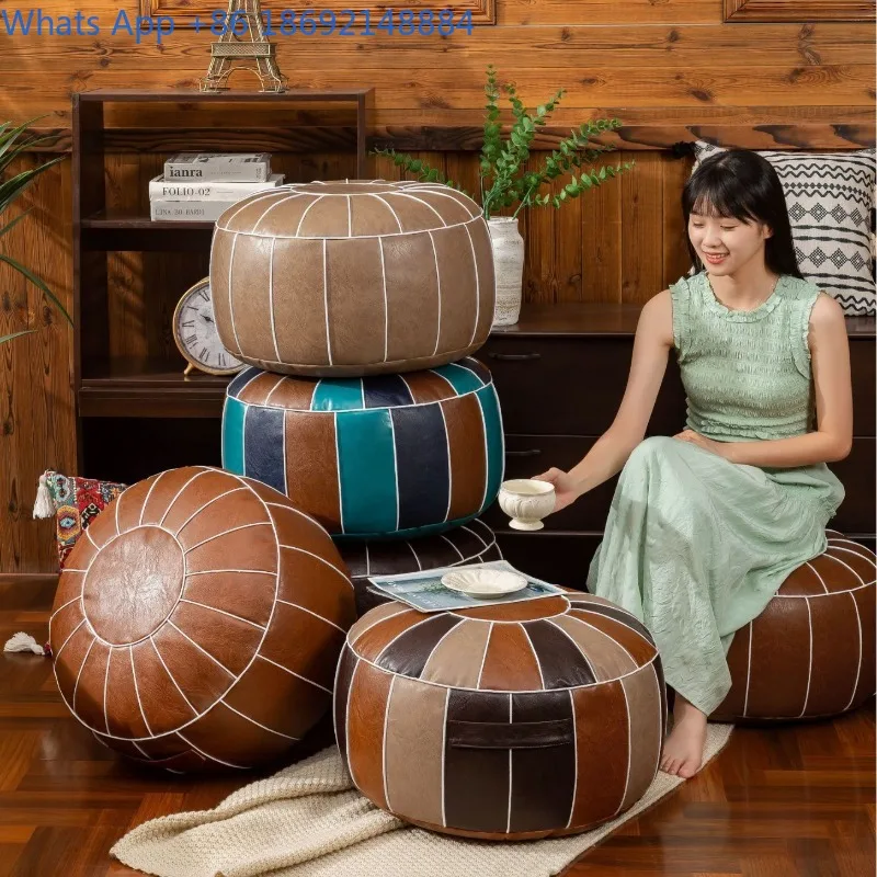 Pumpkin Splicing Floor Cushion Sofa Footrest Lazy No-Wash Tatami Living Room Pouf Shoe Changing Stool with Storage
