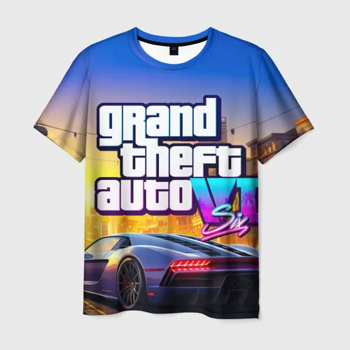2024 Summer Hot Gta 6 Style Car Art T-shirts 3D Grand Theft Auto VI Print Tee Fashion Men/Women Short Sleeve Casual Top Clothing