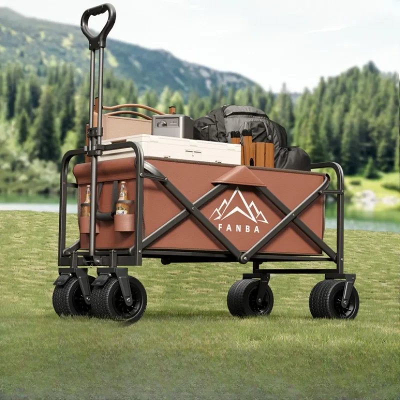 Folding Camping Trolley Cart Outdoor Automatic Rebound Lever Super Weighted Camper Carrying Storage Outdoor Equipment tools