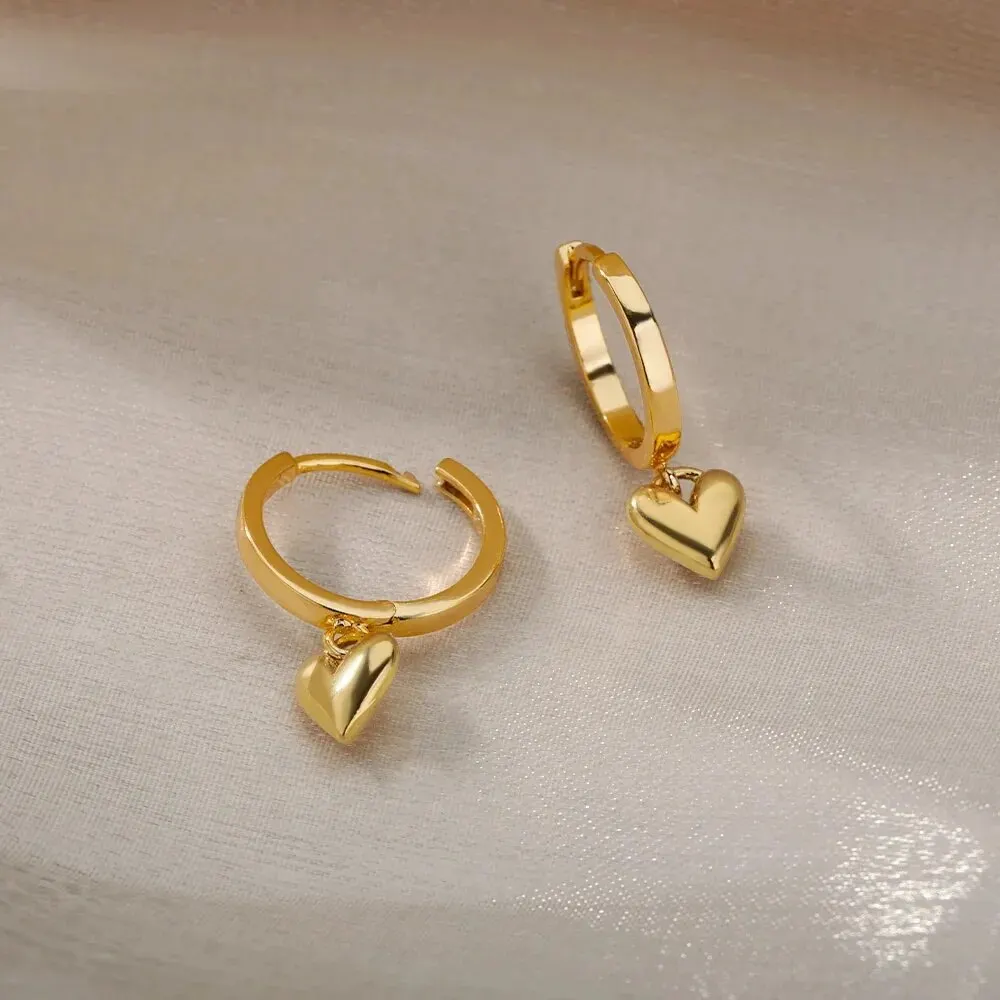 Women Dainty Love Heart Shape Drop Earrings Sweet Gold SIlver Color Copper Earrings Korean Daily Temperament Jewelry image 2
