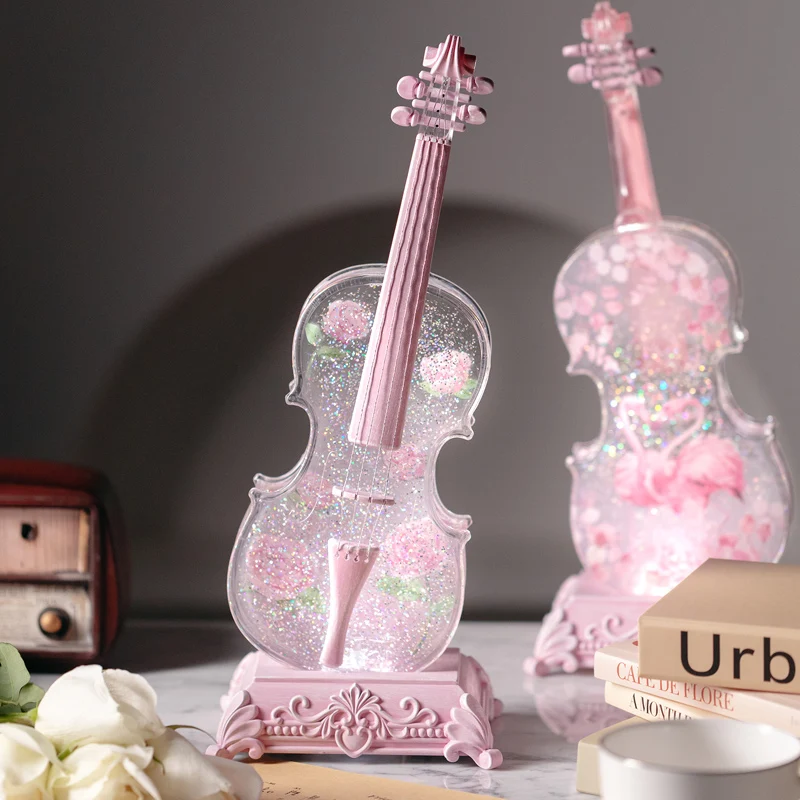 High Appearance Level Violin Ornaments Floating Snow Music Box To Send His Girlfriend Birthday Gift Children Christmas Gift