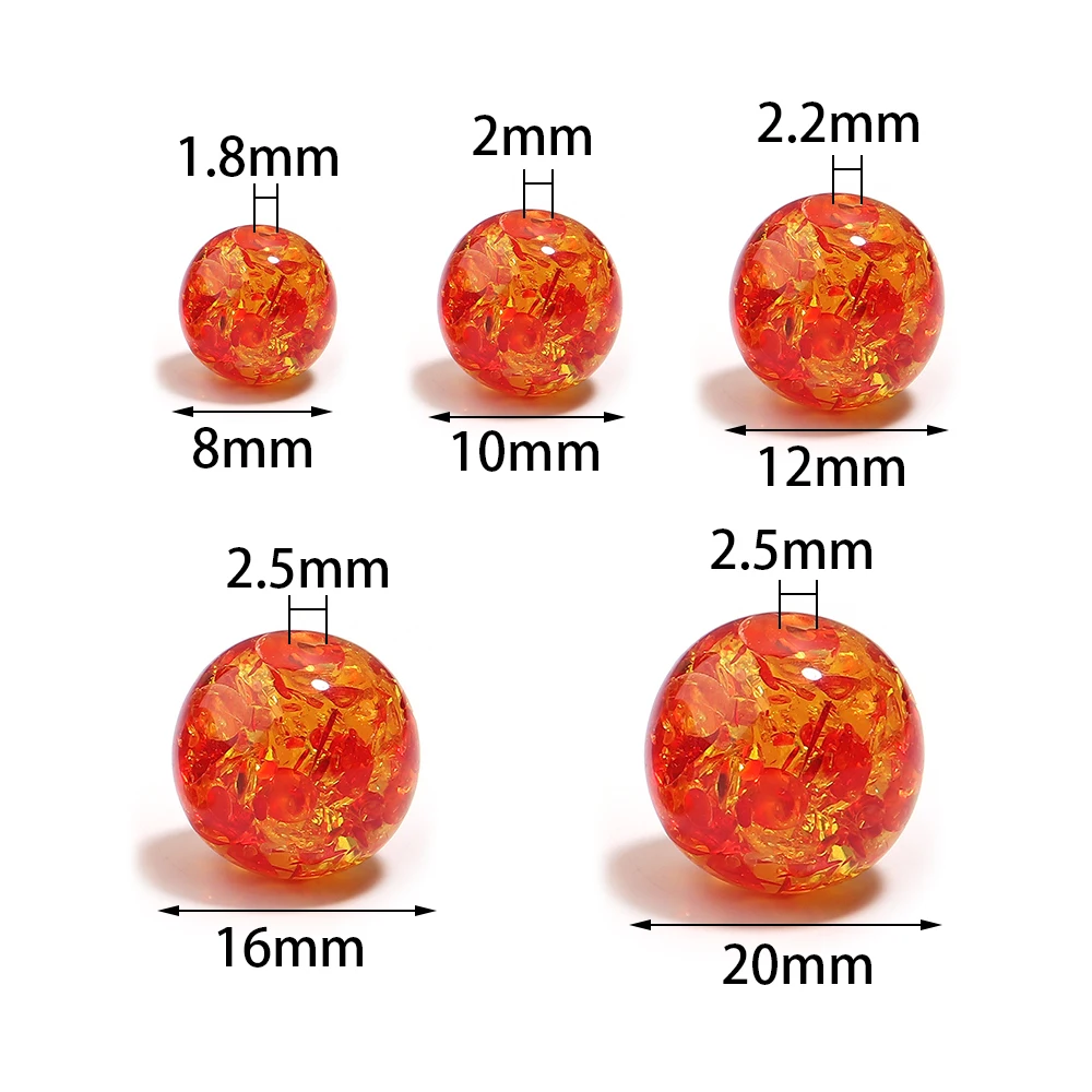 5-30pcs Imitation Amber Acrylic Beads 8/10/12/16/20mm Round Loose Bead For Jewelry Making DIY Charms Necklace Bracelet Accessory