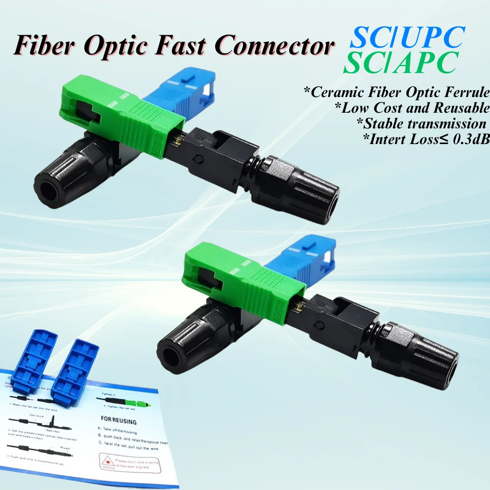 Conector rápido do único modo do SC APC, conector rápido incorporado da fibra ótica, alta qualidade