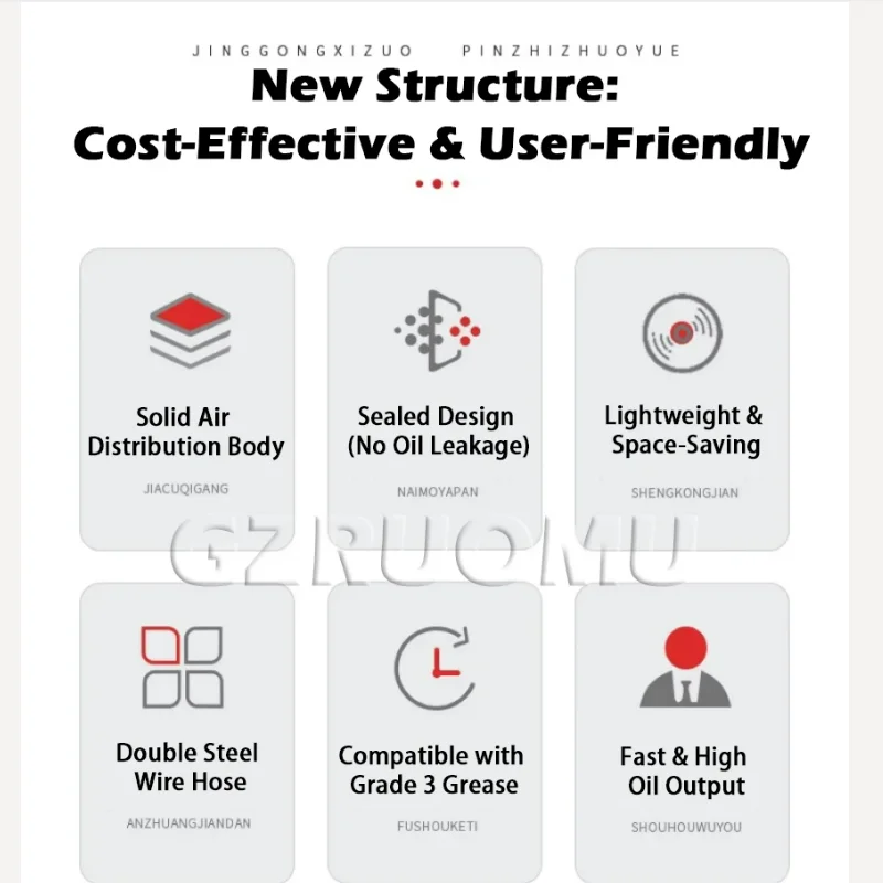 

Grease Pump 50:1 Pressure Ratio Air Operated with 4m Oil Outlet Pipe and 360° Grease Gun High Pressure Pneumatic Grease Pump