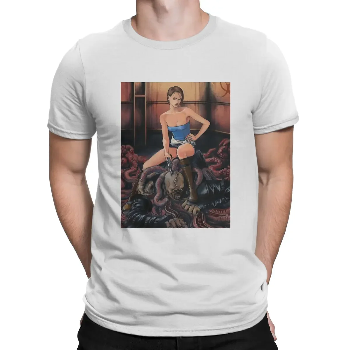 Jill Valentine Defeats Nemesis T Shirts Hill Japanese Classic Survival Horror Game for Men Pure Cotton Vintage Crewneck Silent .