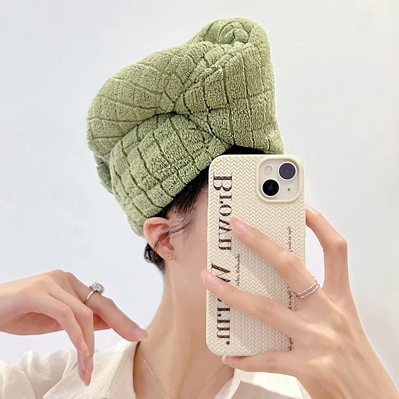 Plaid Hair Drying Cap, Double-Layer Thickened, Highly Absorbent and Quick-Drying Bath Cap Head Wrap Towel for Hair Washing