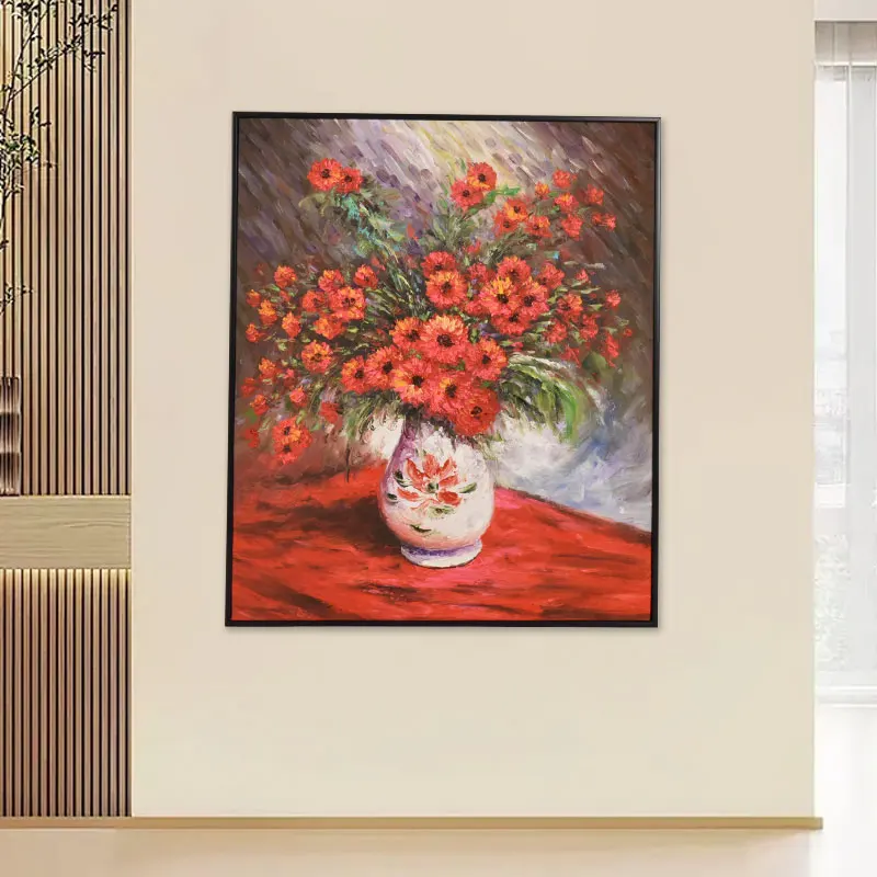 Red flower 50*60CM hand-painted oil painting living room study landscape decorative cloth modern classic oil painting