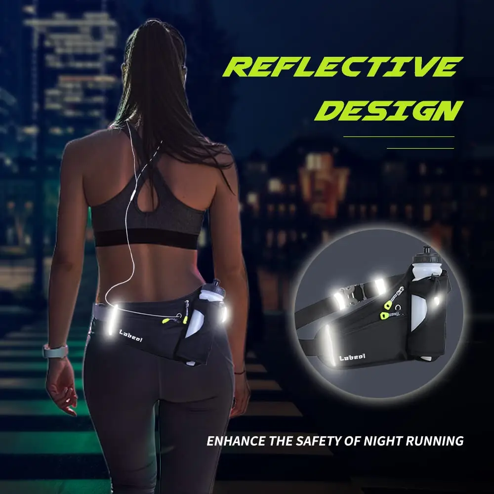 

Waist Pack Waterproof Hydration Belt with Water Bottle Holder, Adjustable Fanny Pack for Running, Hiking, Walking, Cycling,Black