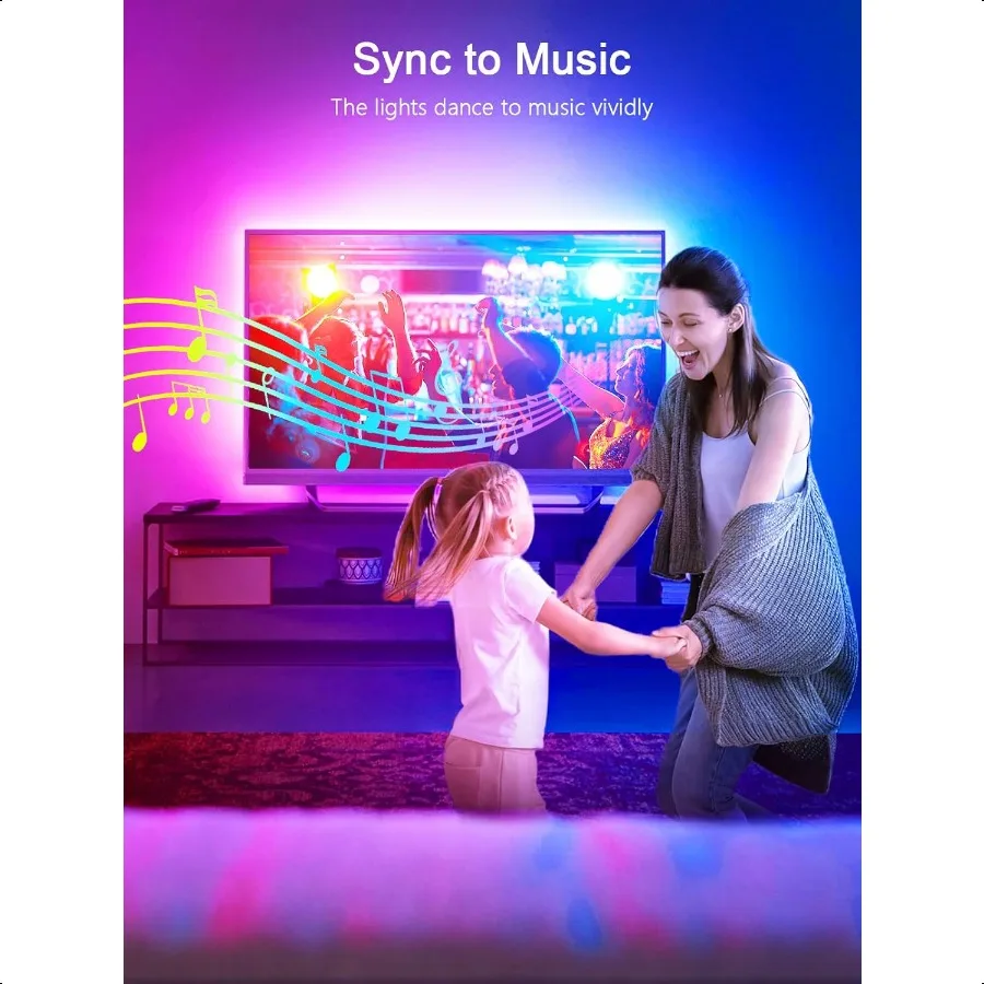 LED Lights for TV 16.4ft LED Lights for 4575 Inch TVs RGB TV Backlight Behind Music Sync Bluetooth APP Remote Control Strip Lig