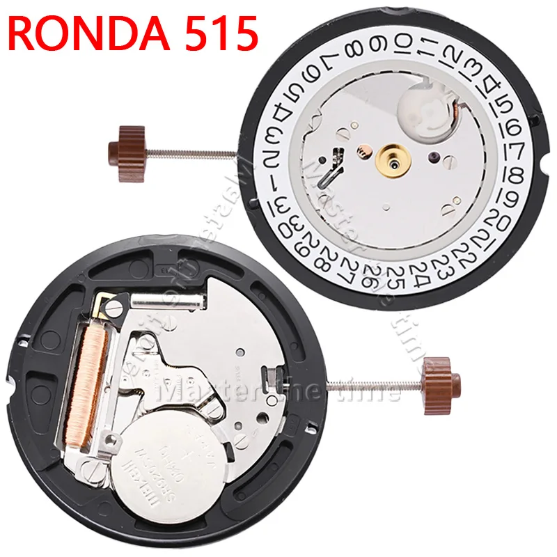 روندا 515 حركة كوارتز إلكترونية ساعة يد إكسسوارات 3 عقارب تاريخ عرض في الساعة 3/ساعة 6