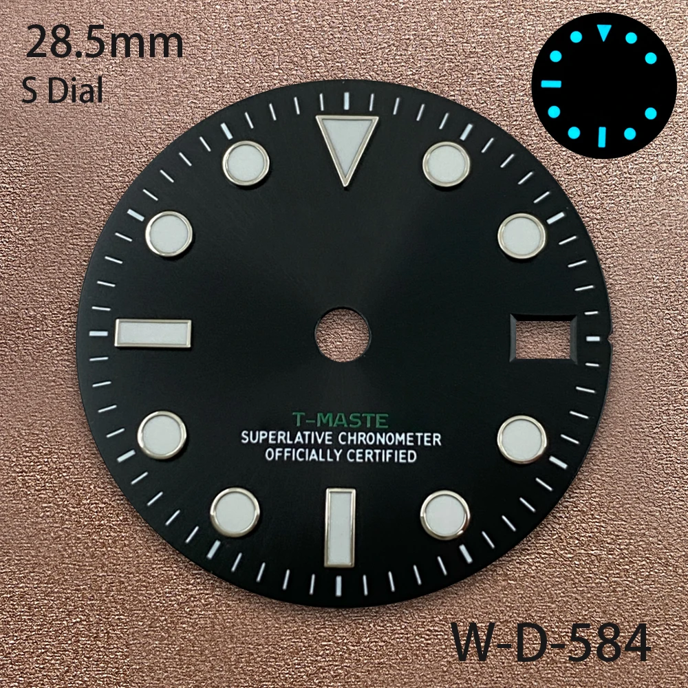 28.5mm S Logo GMT Meteorite Dial Suitable For NH34 Janpan Movement Ice Blue Luminous Quality Watch Modification Accessories