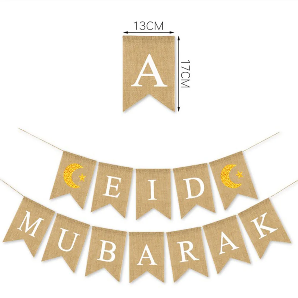 Brand New Bunting Banner 13X18CM 2pcs Can Be Hung On Walls Create Great Memories Create Special Eid Mubarak Gunny