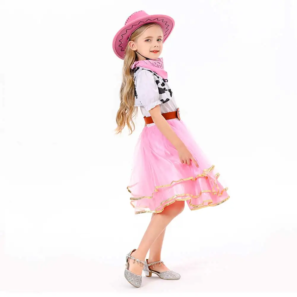 Disguise Cowboy Cosplay Child Girls Tutu Dress Hat Belt Clothing Cartoon Stage Fantasia Costume Kids Roleplay Outfits Role Play