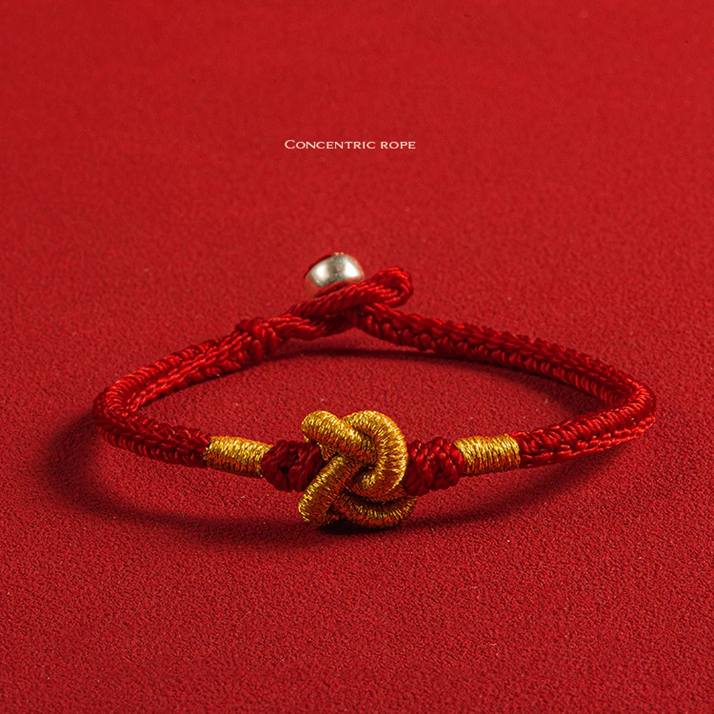 Chinese Traditional Red String Charm Bracelet for Family Handmade Knots Red Rope Braided Bracelet Good Luck for Friendship