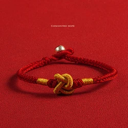 Chinese Traditional Red String Charm Bracelet for Family Handmade Knots Red Rope Braided Bracelet Good Luck for Friendship