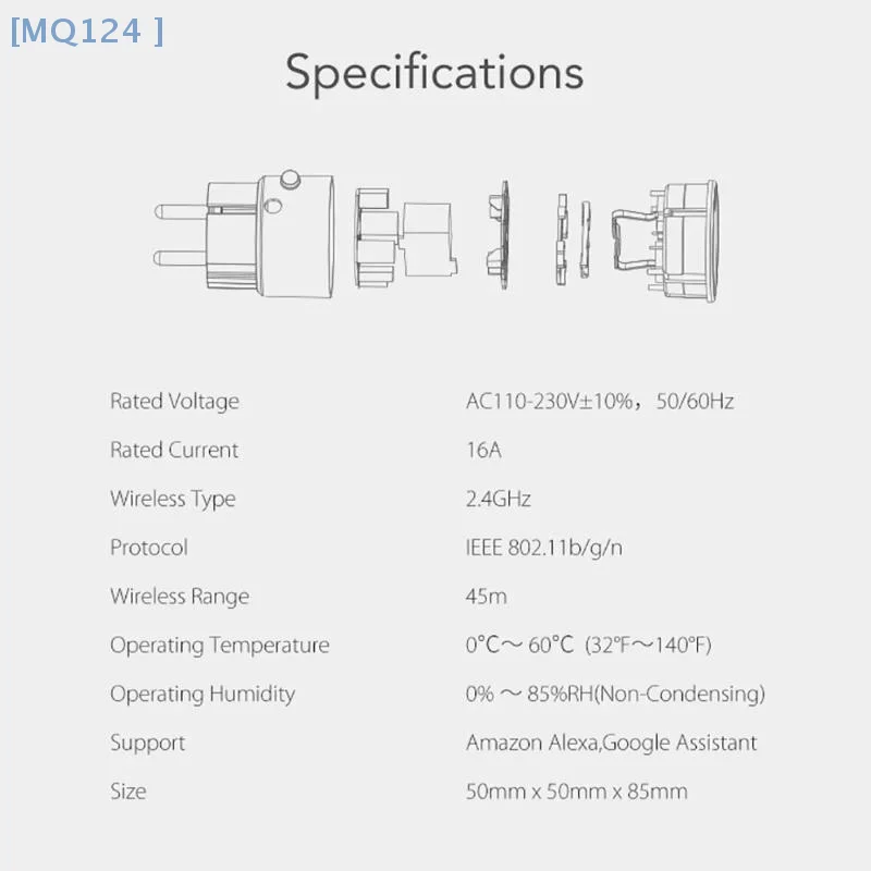 Matter enchufe de alimentación inteligente Wifi 16A medidor de potencia Control remoto salida de la UE funciona con Tuya Homekit Echo Alexa Google Home Smartlife