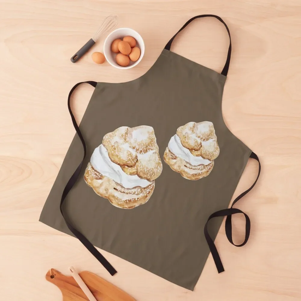 Cream Puff Profiteroles Pastries Apron with pockets Chef Uniform Household Items Waterproof Kitchen For Women Apron