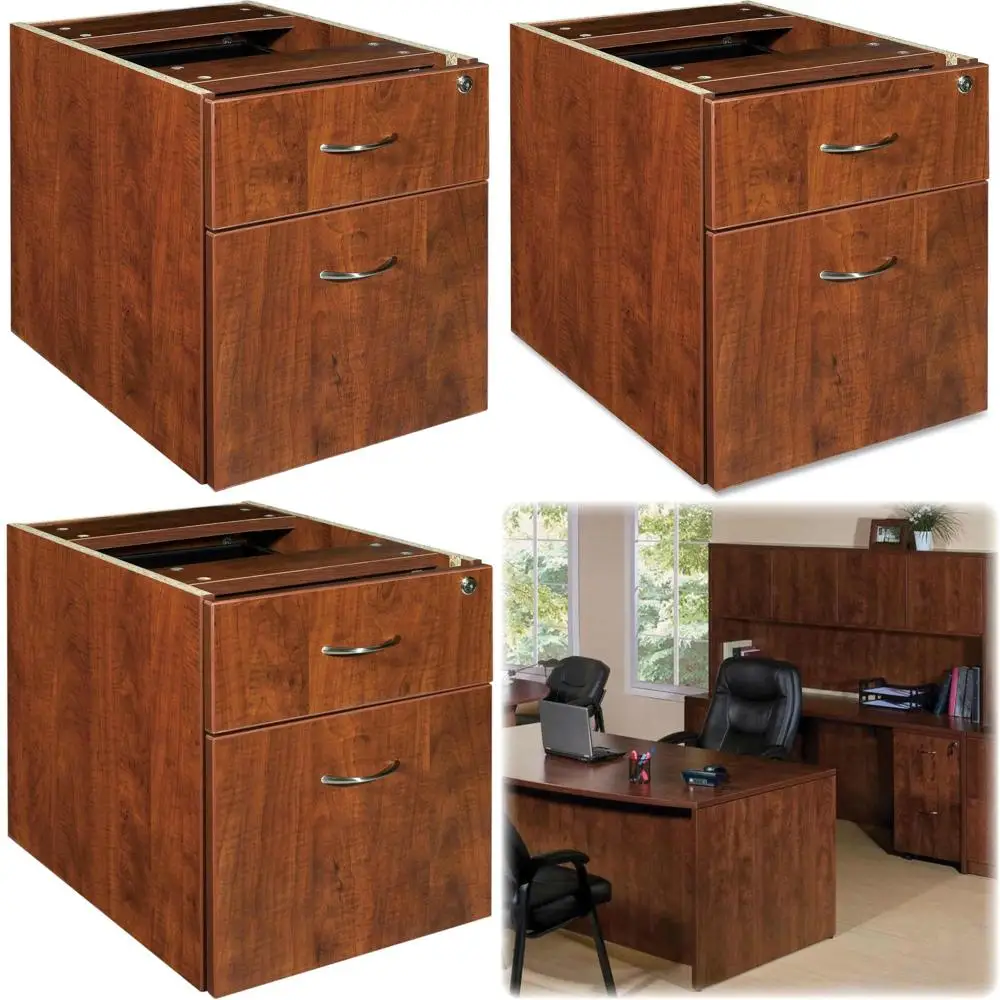 

Cherry 22 Double-Drawer File Cabinet with Fixed Pedestal, Box/File Storage