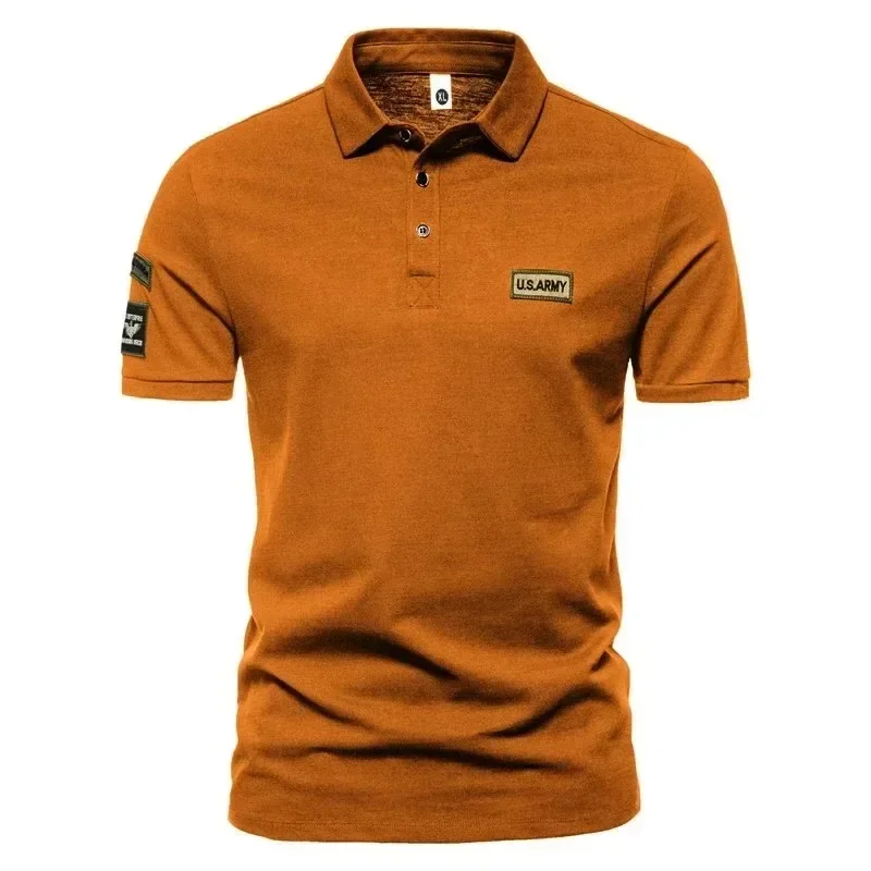 2023 New Summer High Quality T-shirts Men\'s Solid color Lapel Slim High Street Outdoor Sports Short Sleeve  Men\'s POLO Shirt