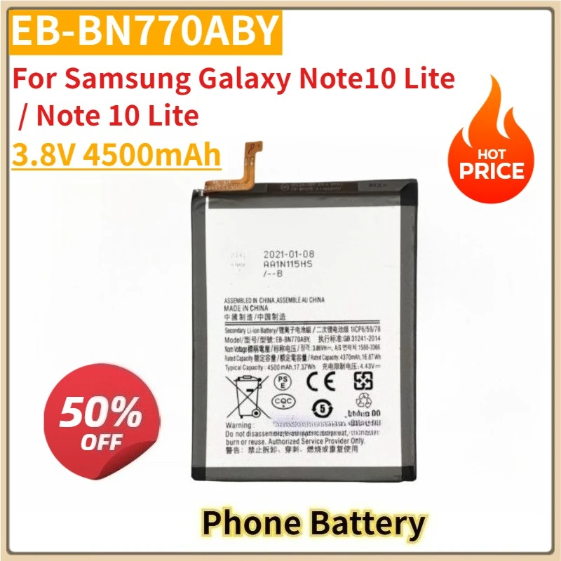 

New Replacement Mobile Phone Battery EB-BN770ABY 3.8V 4500mAh For Samsung Galaxy Note10 Lite Note 10 Lite