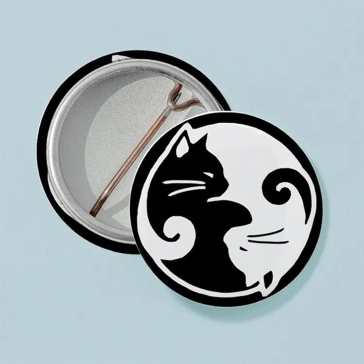 Yin Yang Cats: Mini Button Brooch Cartoon Creative Clothes Jewelry Women  Gift Hat Cute Badge Lapel Pin