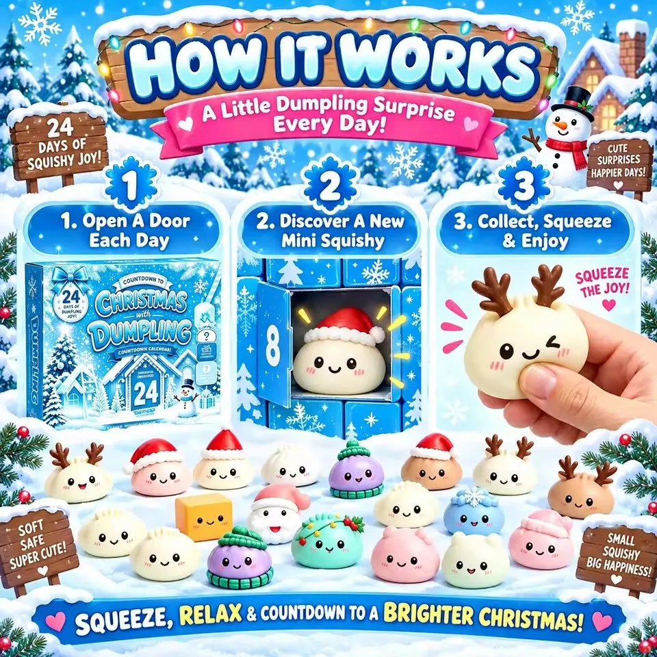 24-Day Countdown Dumpling Squishy Advent Calendar, Christmas Surprise Squishies, Squeeze Sensory Stress Relief Fidget Toy