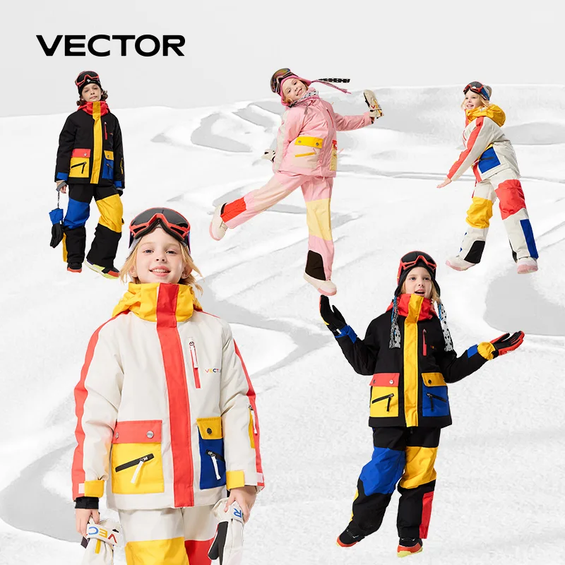 سترة تزلج قابلة للتعديل من الصوف للأطفال من ماركة VECTOR للأولاد والبنات تخصيص خارجي مقاوم للماء وجيد التهوية