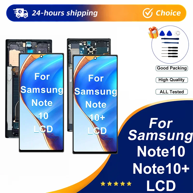 TFT Screen For Samsung Galaxy Note 10+ Plus LCD Display Touch Screen Assembly For Samsung Note 10 LCD Display With Frame Part