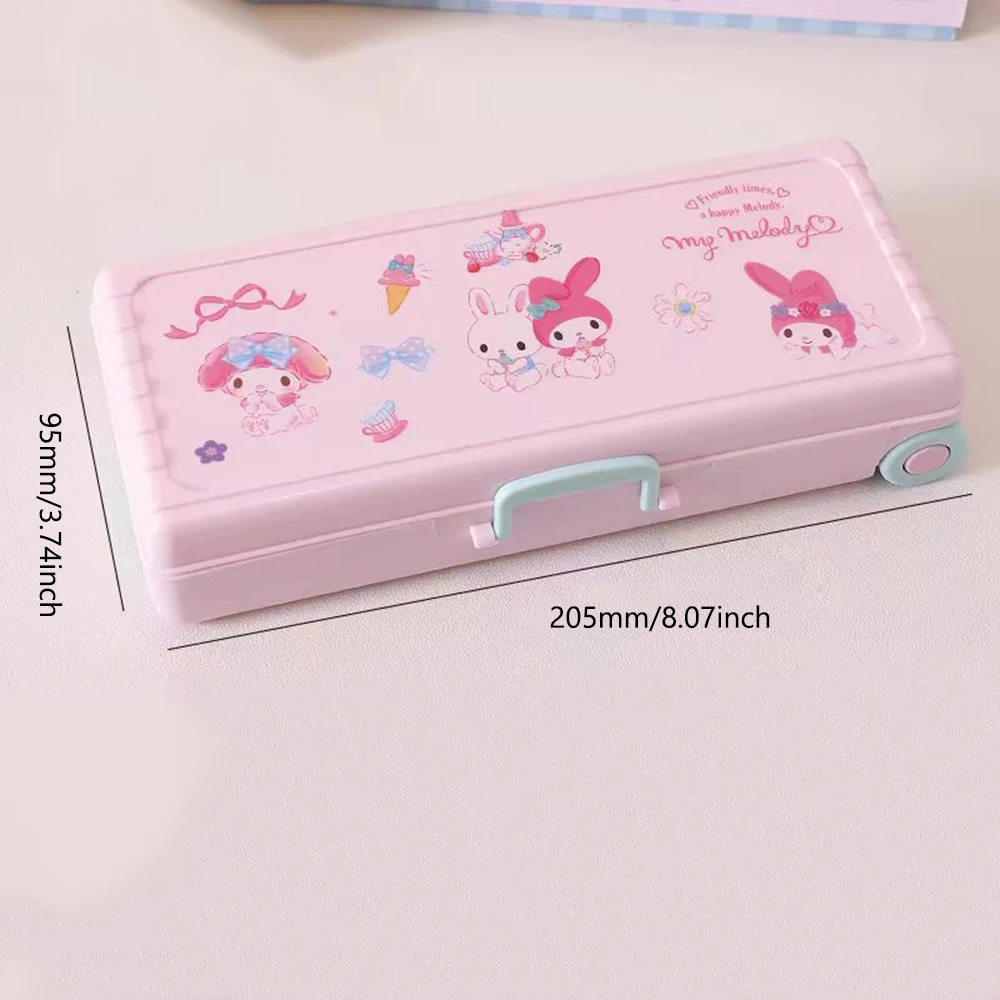 1PC Trolley Case Stationery Box Double-layer Large Capacity Plastic Multi-Function Pencil Box Suitable for School Pencil Boxes