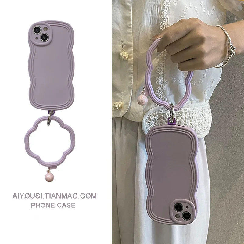 

Нежный фиолетовый браслет с волнистой каймой для iphone 13promax, чехол для телефона apple 11, новый 12/13 pro xs max x/xr, мягкий силиконовый чехол с защитой от падения