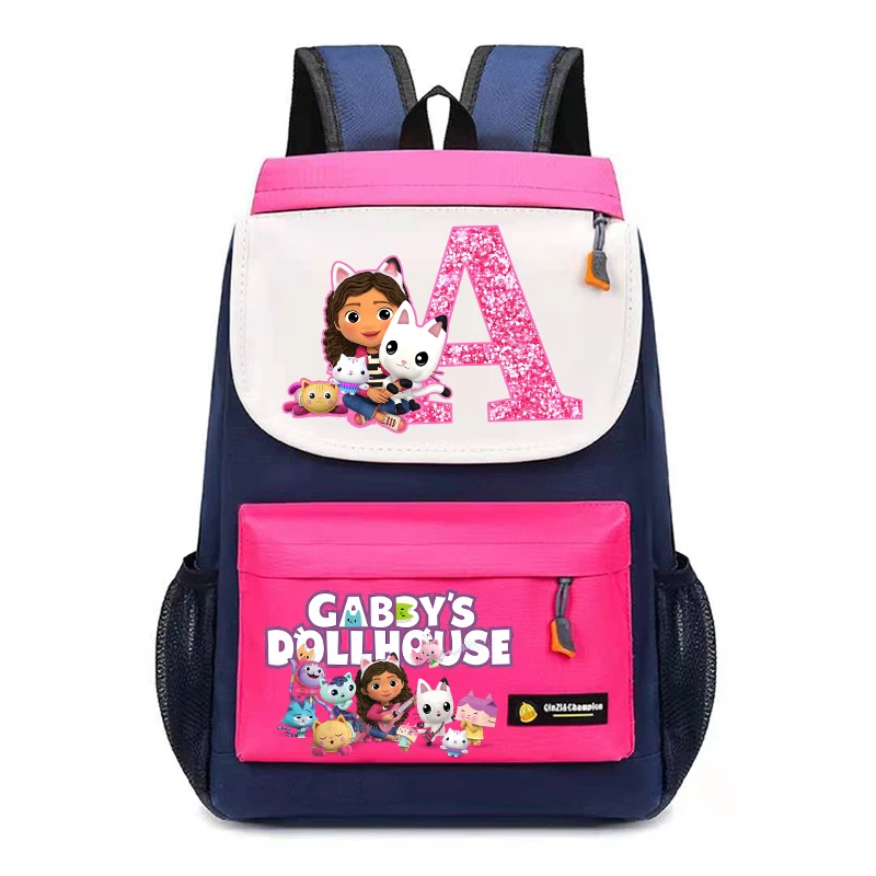 New Gabby Dollhouses Children School Backpack Kawaii Cartoon Letter Printed Schoolbags Girls School Backpack School Supplies