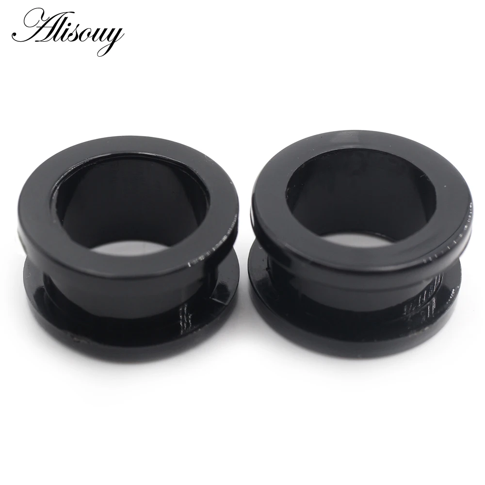 Alisouy 2 Pieces Fashion Black Acrylic Ear Expander Plug & Tunnels Jewery Ear Gauges Piercing 2mm To 24mm Body Jewelry for Men