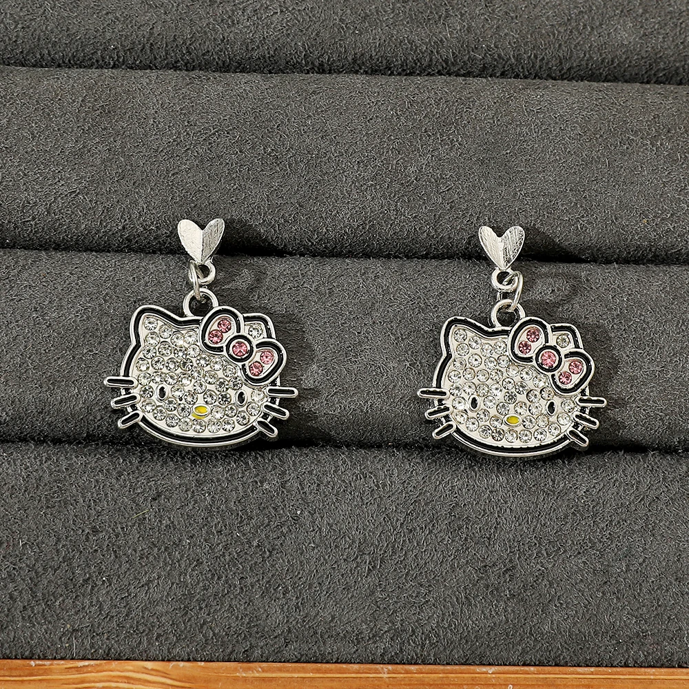 Sanrio Anime HelloKitty Earrings Cute Cartoon Figure Kitty Earrings for Party Children Gift Fashion Handmade Pendant Accessories