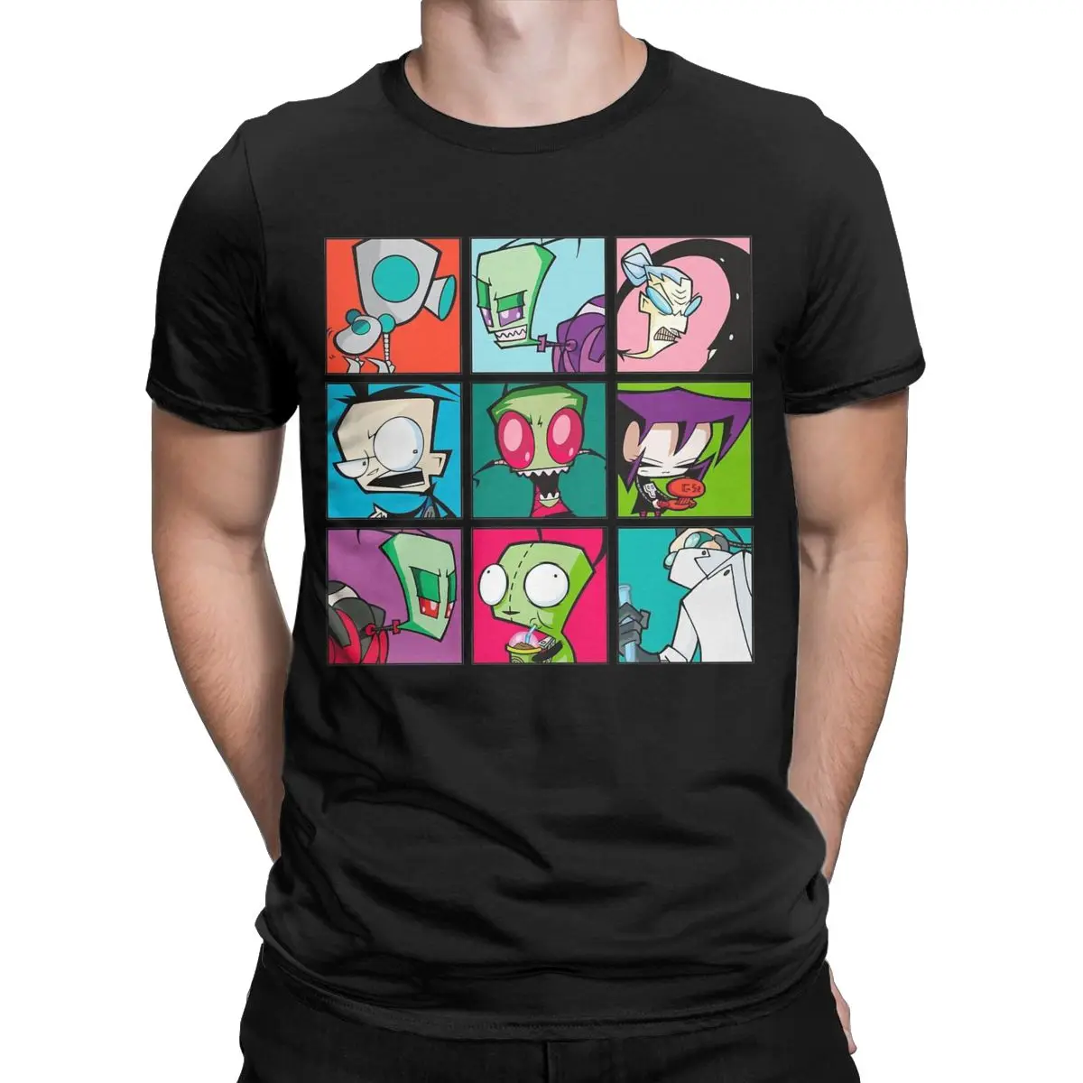 Funny Invader Zim Characters T-Shirt for Men Round Neck Pure Cotton T Shirt Short Sleeve Tees Adult Tops